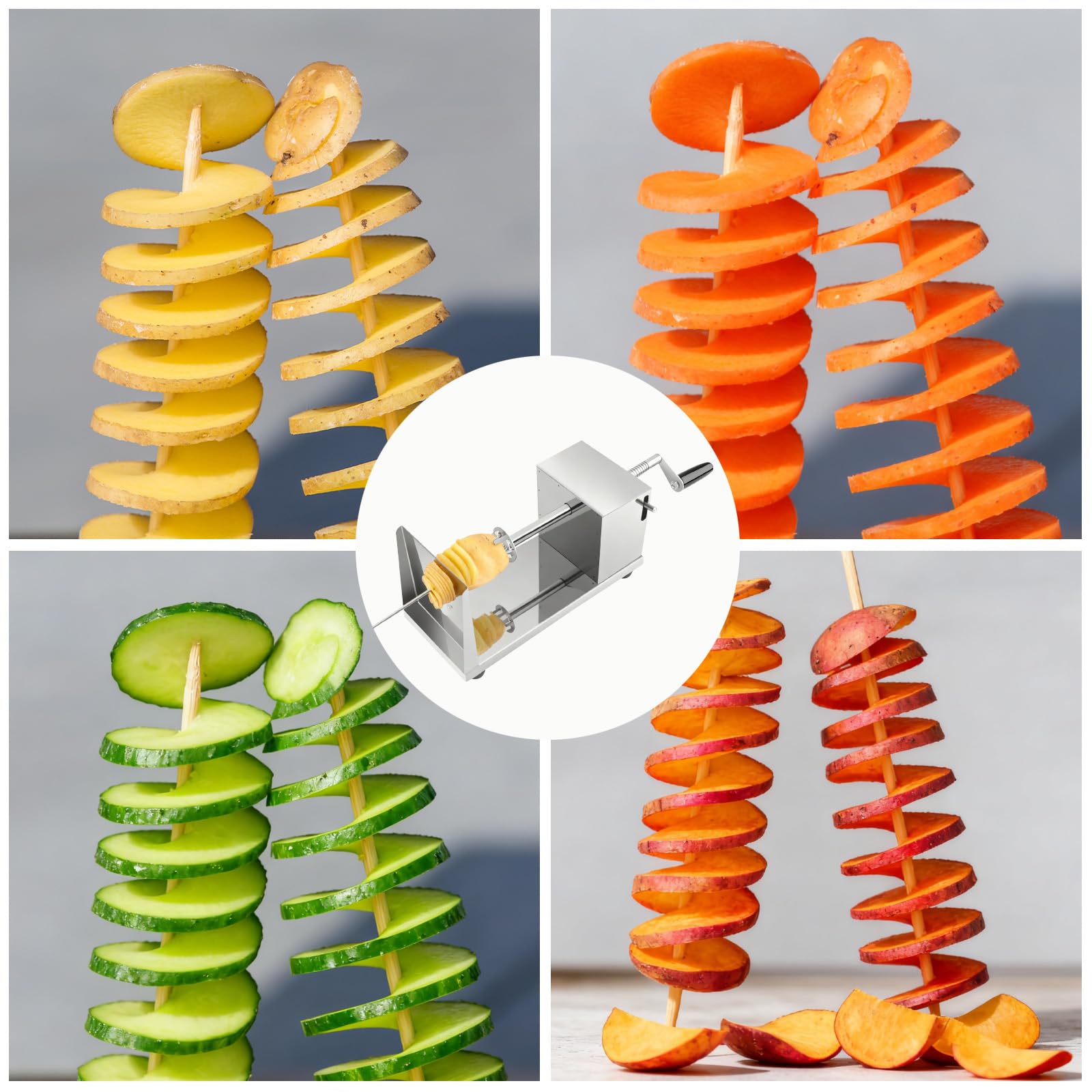 Spiralschneider Kartoffelschneider Kartoffel Twister, Gemüse Schneider aus Edelstahl, Kartoffelspiralenschneider, Spiralkartoffelschneider,für KartoffelnObst, Tornado Chips, Gurken