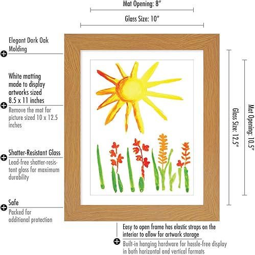 Miniatura 2 de Americanflat Portarretratos de roble de 10" x 12.5" para obra de arte, exhibe 8.5" x 11" con paspartú y 10" x 12.5" sin paspartú, madera compuesta