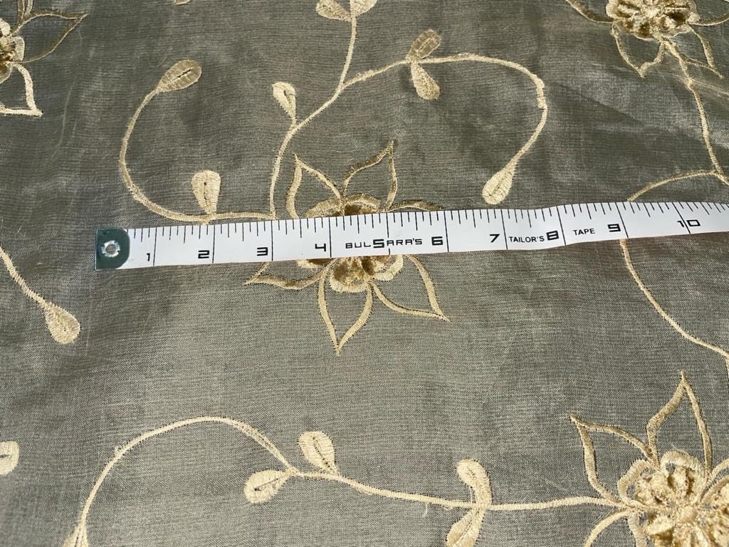 100% seda organza tela terciopelo bordado 44" ancho [3208]
