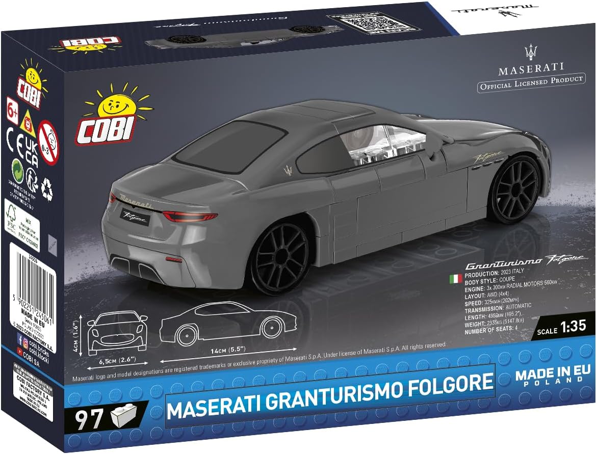 COBI Maserati Collection Maserati GRANTURISMO FOLGORE Vehicle Building Set, 97 Pieces