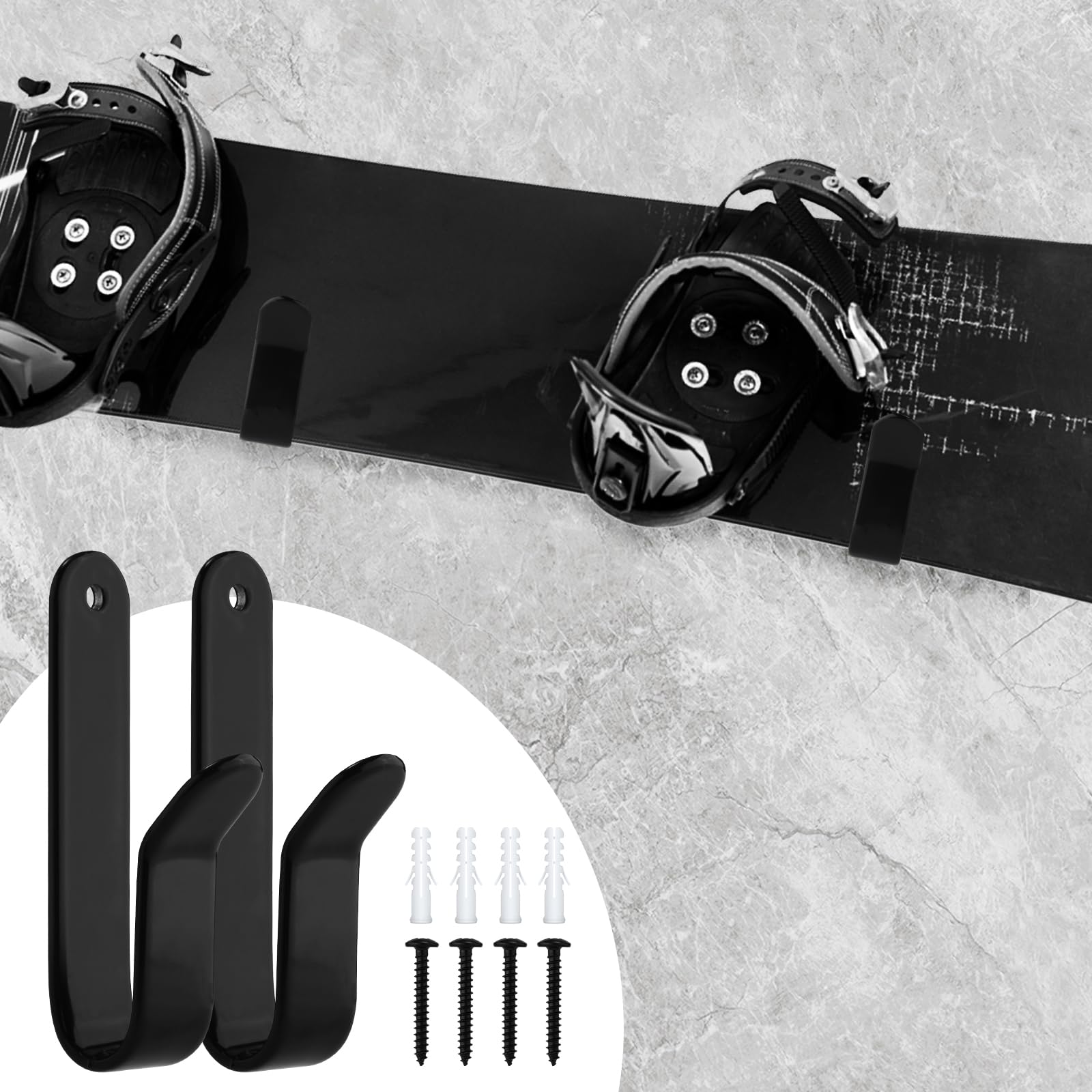 2 Pezzi di Supporto da Parete per Snowboard, Appendiabiti da Parete per Snowboard Espositore per Snowboard Accessori per Snowboard per Tavola da Sci Longboard