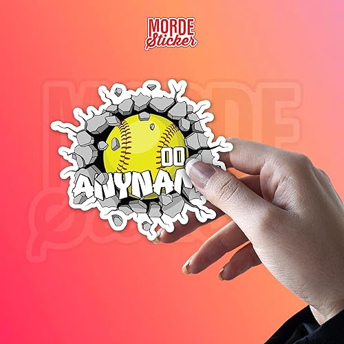 Miniatura 25 de Calcomanía con nombre personalizado, calcomanía de casco de béisbol y sóftbol, calcomanías de vinilo troqueladas para casco duro, laptop, botella