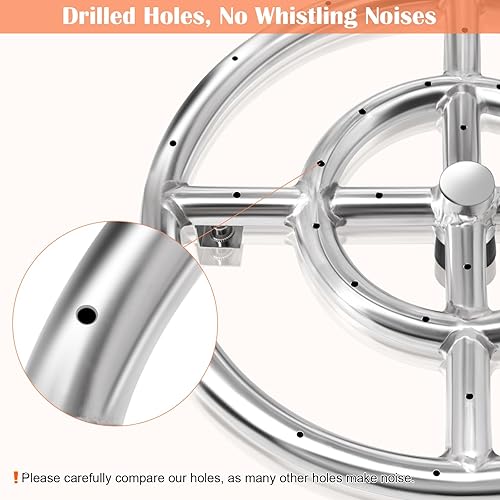 Miniatura 3 de Hiorucet Anillo de quemador redondo de 24 pulgadas, anillo de quemador de chorro de acero inoxidable 304 para fogata y chimenea de gas natural y