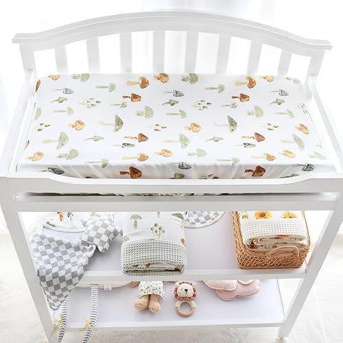 Miniatura 6 de LifeTree Funda para cambiador de muselina para bebés, niñas y niños, 70% viscosa de bambú y 30% algodón, 16 x 32 pulgadas, fundas suaves para