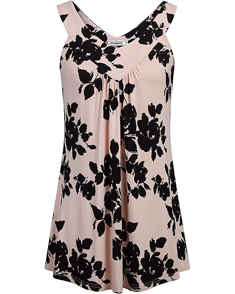 Ninedaily Women Comfy Sleeveless Tunic Top Pleated V Neck Tanks Vest Summer