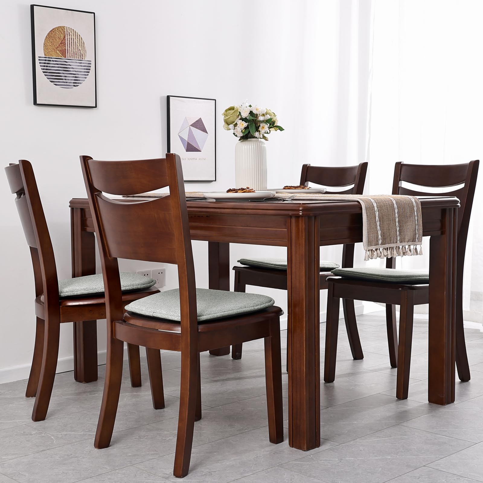 Juego de 4 cojines antideslizantes para sillas, cojines para sillas de comedor, cojines de asiento lavables para sillas de oficina, exterior, interior, jardín - 41 x 39 cm, gris