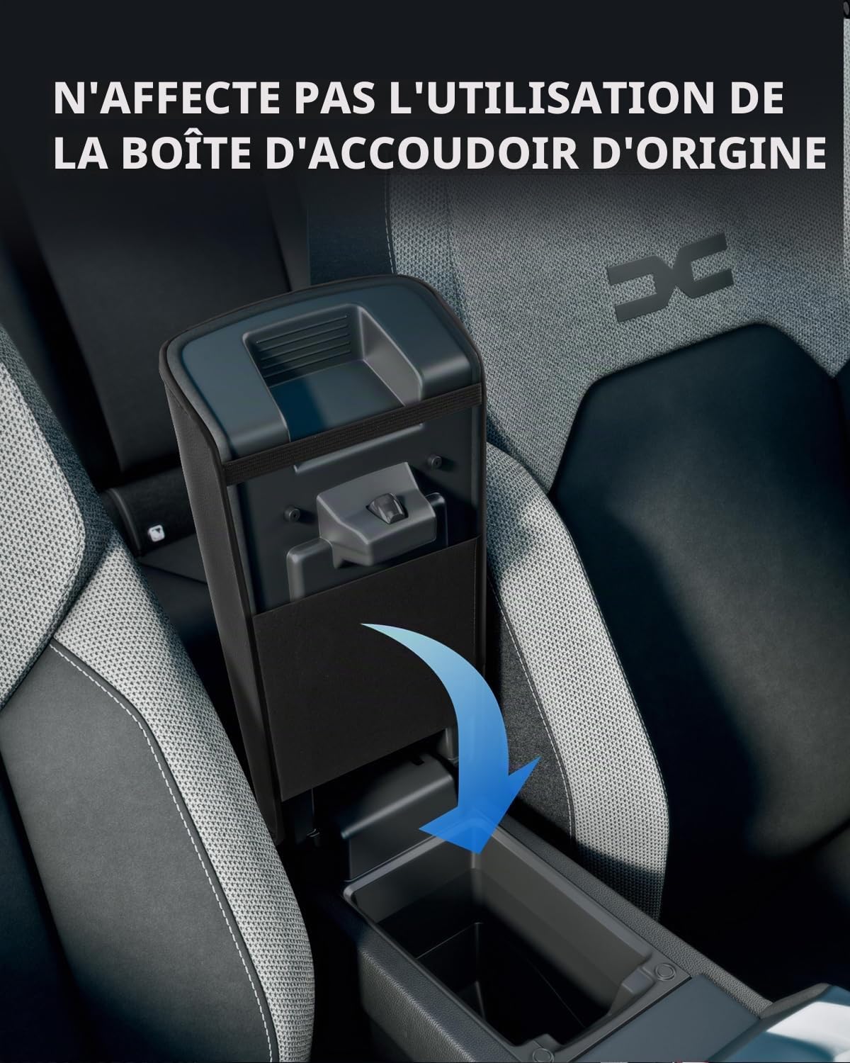 Housse d'Accoudoir pour Dacia Duster 3 2024 2025 2026 | Couvre Accoudoir Console Centrale, Protection Accoudoir, Matériel Cuir PU, Accessoires pour Rehausser l'Accoudoir, Noir