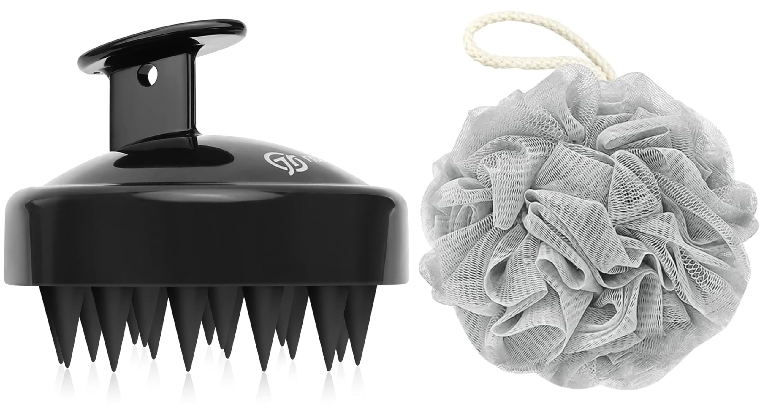 Loofah for Bathing & Scalp Massager Shampoo Cleansing Brush Combo For Men & Women | Black-image-43