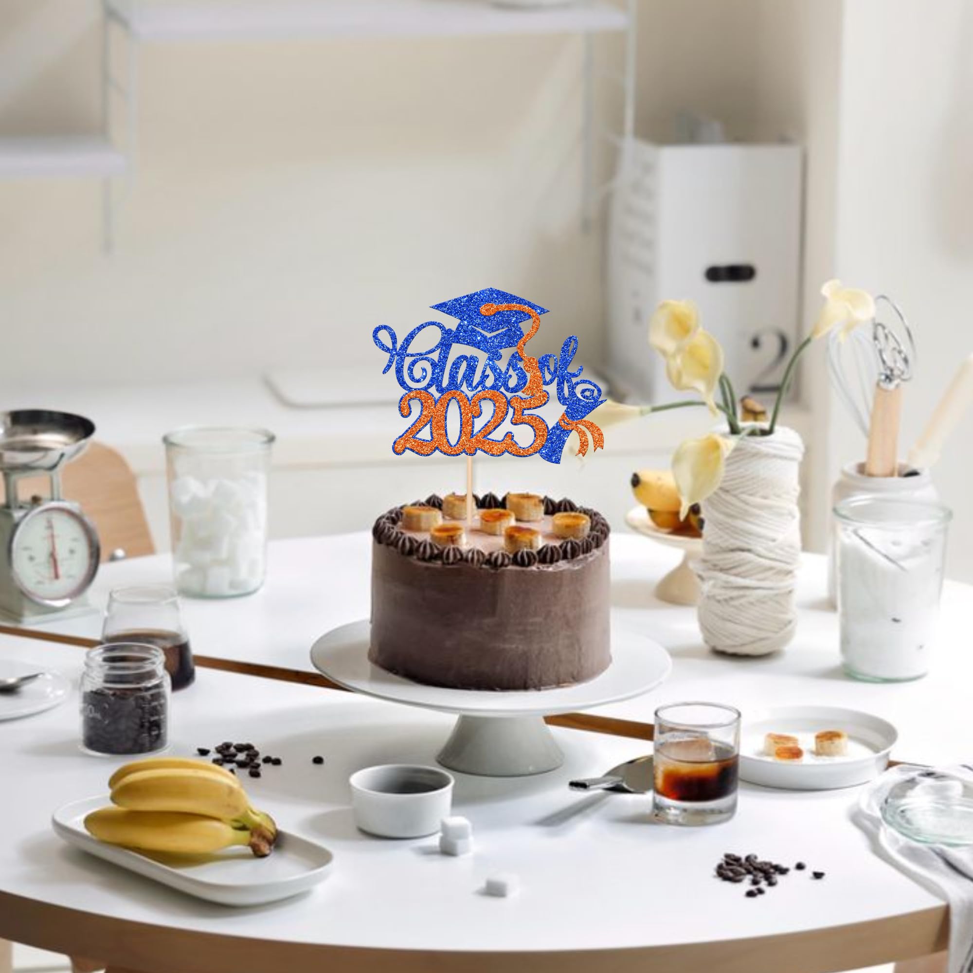 Congrats Class Of 2024 Cake Topper – Glitzer Abschlusskappe Kuchenpicker, 14,7x22 Cm, Für Graduation Party