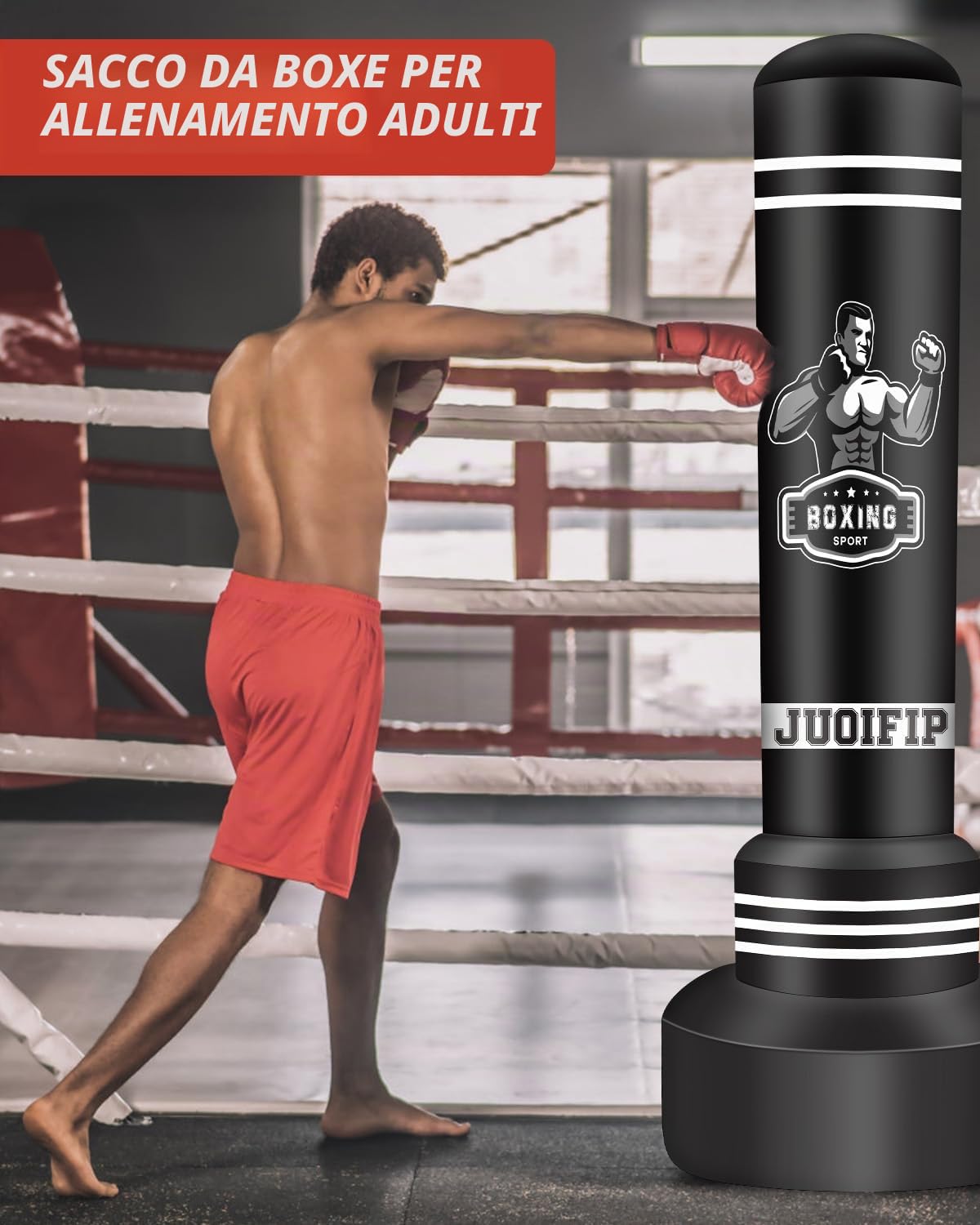 NZQXJXZ Sacco da boxe pesante da 180 cm, sacco da boxe da terra autoportante sacco gonfiabile per allenamento MMA Muay Thai Fitness