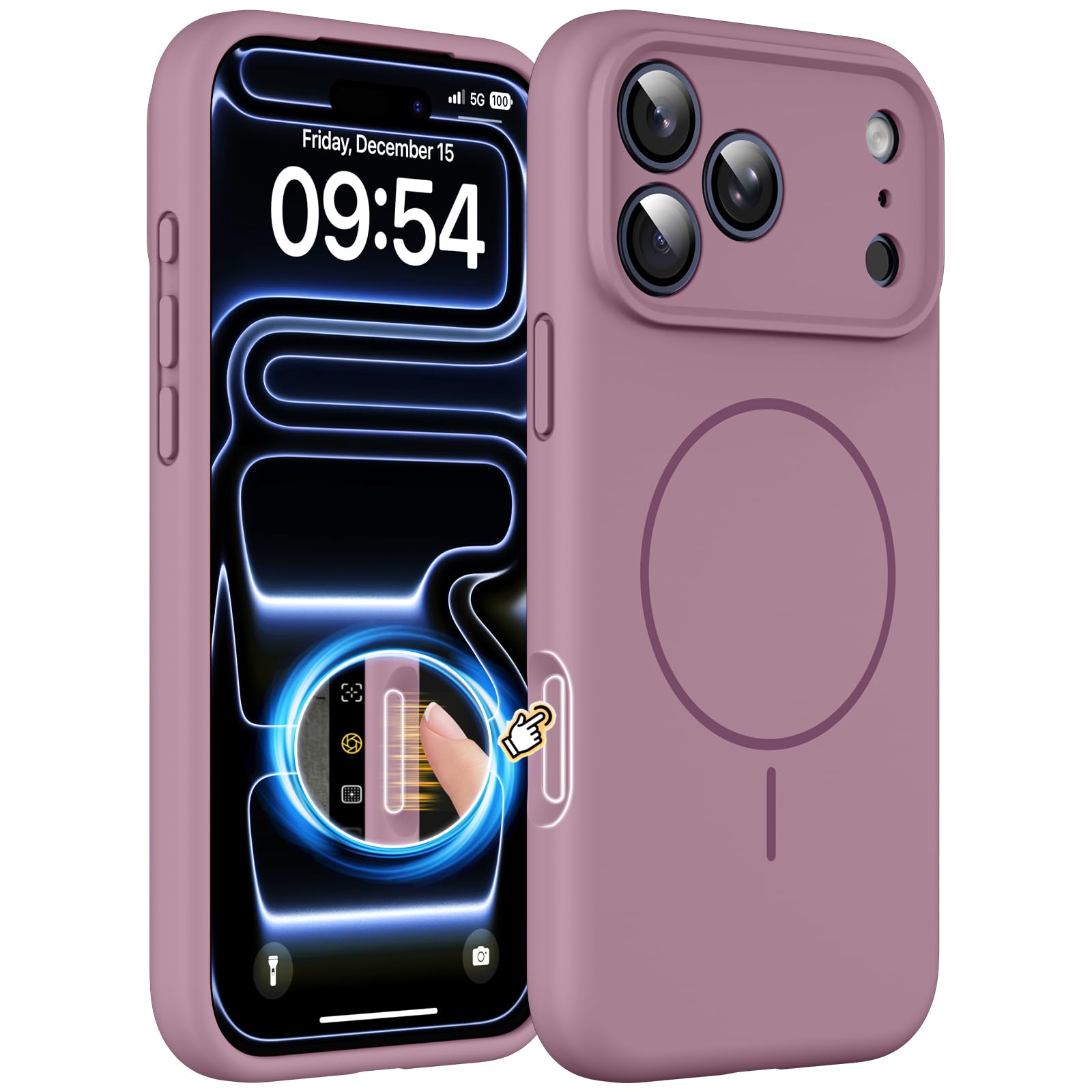 Photo 1 of EXZLLEN Magnetic for iPhone 17 Pro Max Case, Compatible with MagSafe, Integrated Silicone Camera Control Cover Protection, 3.0mm Thicken Silicone Phone Cover for 17 ProMax 6.9", Lilac Purple