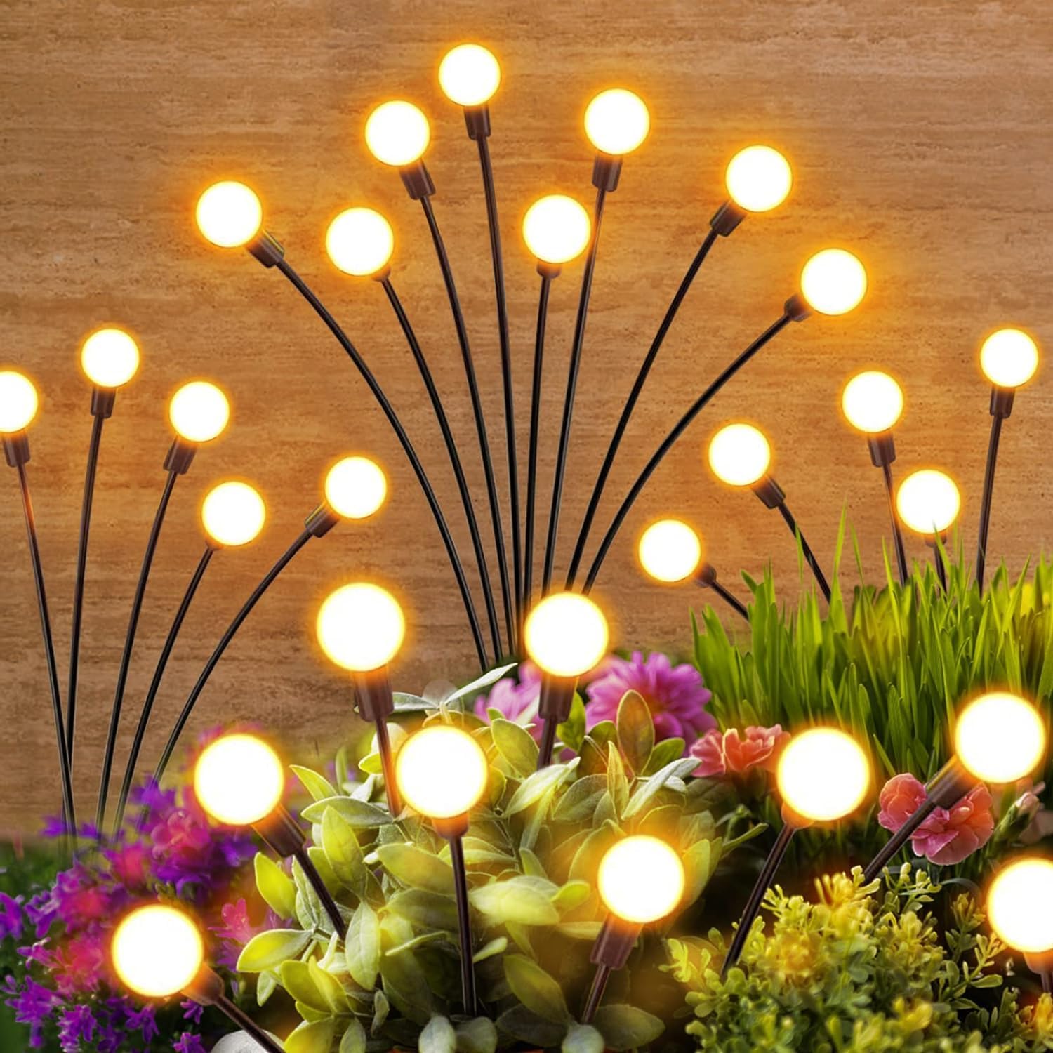 Fireflies Solar Light 8 LED Decorative Waterproof Solar Powered Starburst Swaying Lights When Wind Blows High Flexibility Outdoor Lights for Pathway Yard Walkway Patio Garden Decoration (Pack of-8)-image-25