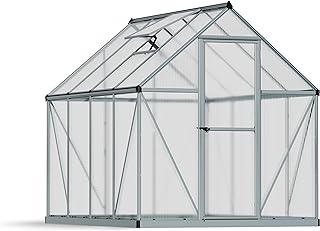 Canopia by Palram Gewächshaus klein Mythos 6x8 Treibhaus 247x185 cm Aluminium Silber Tomatenhaus Polycarbonatplatten UV-beständig