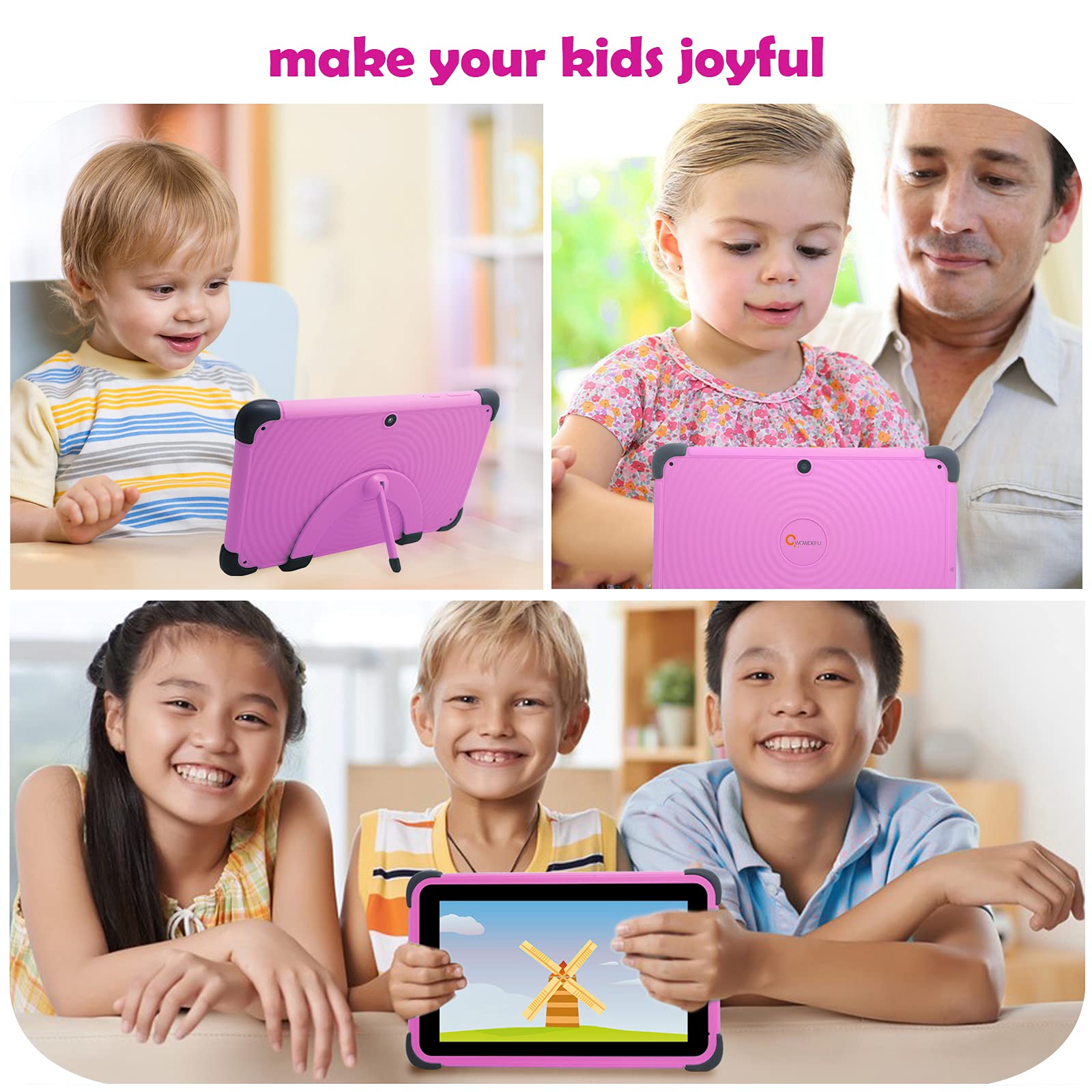 CWOWDEFU Android 11.0 Tablet per bambini 8 pollici,5MP+8MP,1280 * 800 IPS HD Schermo,4500mAh,Tablet WiFi per ragazze 2GB RAM 32GB Storage Tablet per l'apprendimento per i più piccoli (rosa)