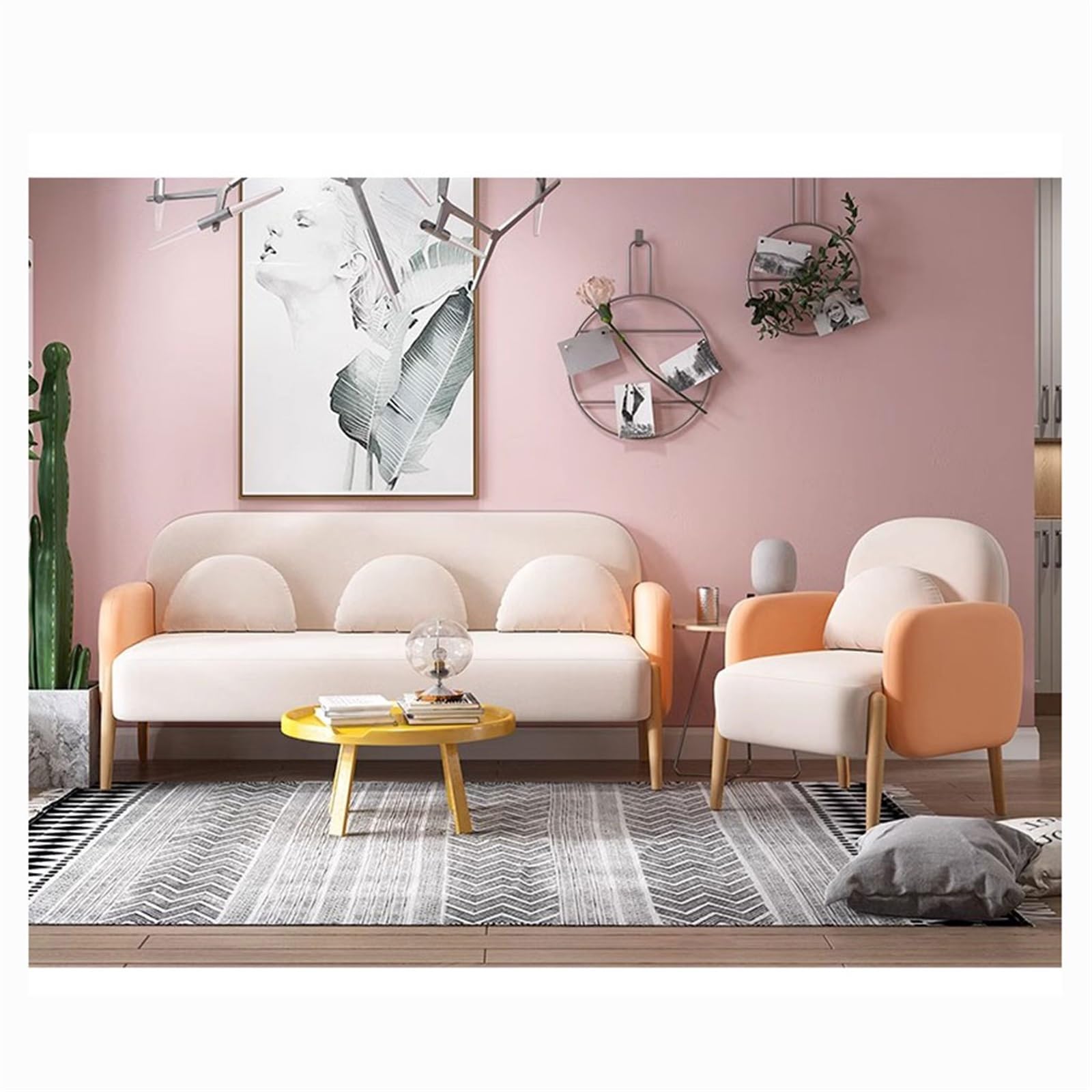 Sofa fabric colors and textures featuring warm pastel tones for stylish large living rooms
