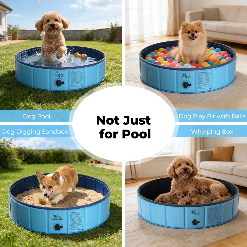 KYG Piscina para Perros 80x20cm, Plegable, PVC, Antideslizante y Resistente a los arañazos, para Perros pequeños, con 4 Parches de reparación