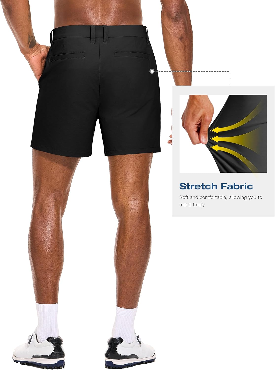PULI Men's Golf Shorts 5 Inch Stretch Waterproof with 5 Pockets for Travel Hiking Casual Business