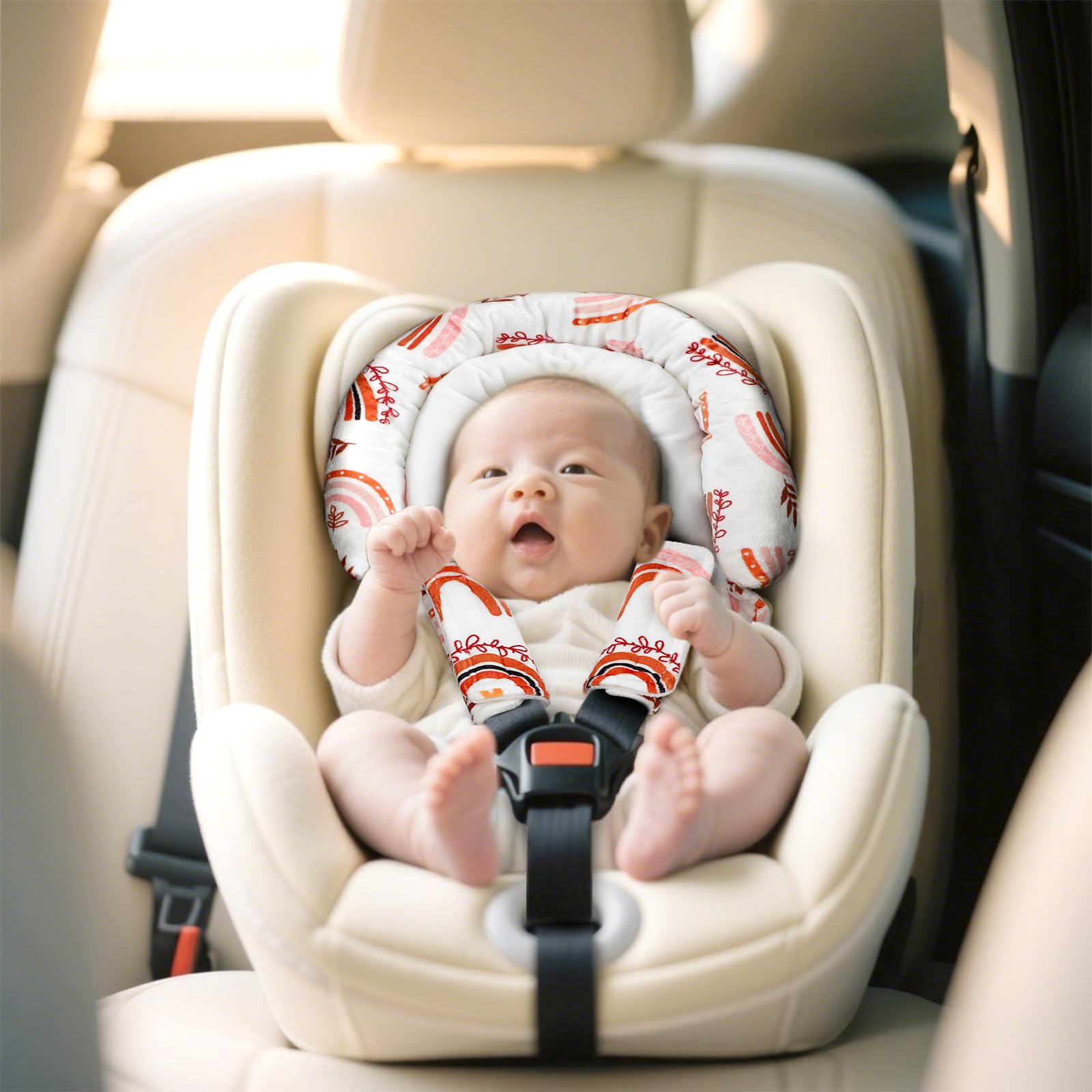 Pea Pod Support de tête de siège auto pour bébé Newbron, arc-en-ciel
