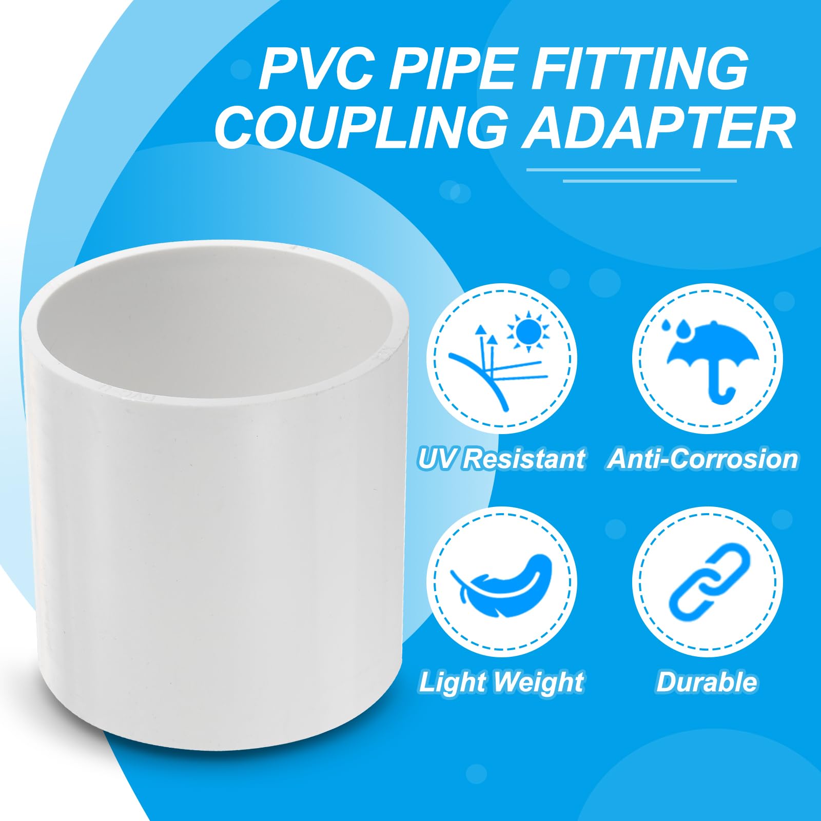 PATIKIL Adaptador Acoplamiento Tubería Recta PVC 3-1/2" 20 Piezas Conector Enchufe Deslizante Tubería Recta para Uso Extensiones Tuberías Sistemas Riego Goteo Industrial y Doméstico Blanco
