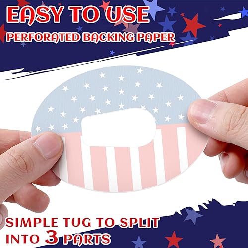 Miniatura 5 de 48 parches adhesivos impermeables compatibles con cinta G6 Cgm compatible con sensores Dexcom G6, patrón de bandera estadounidense, calcomanías