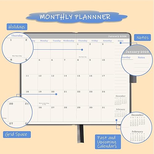 Miniatura 3 de Agenda de bolsillo de 36 meses 2025-2027, calendario mensual con 60 páginas de notas, enero de 2025 a diciembre de 2027, 6.2 x 4 pulgadas,