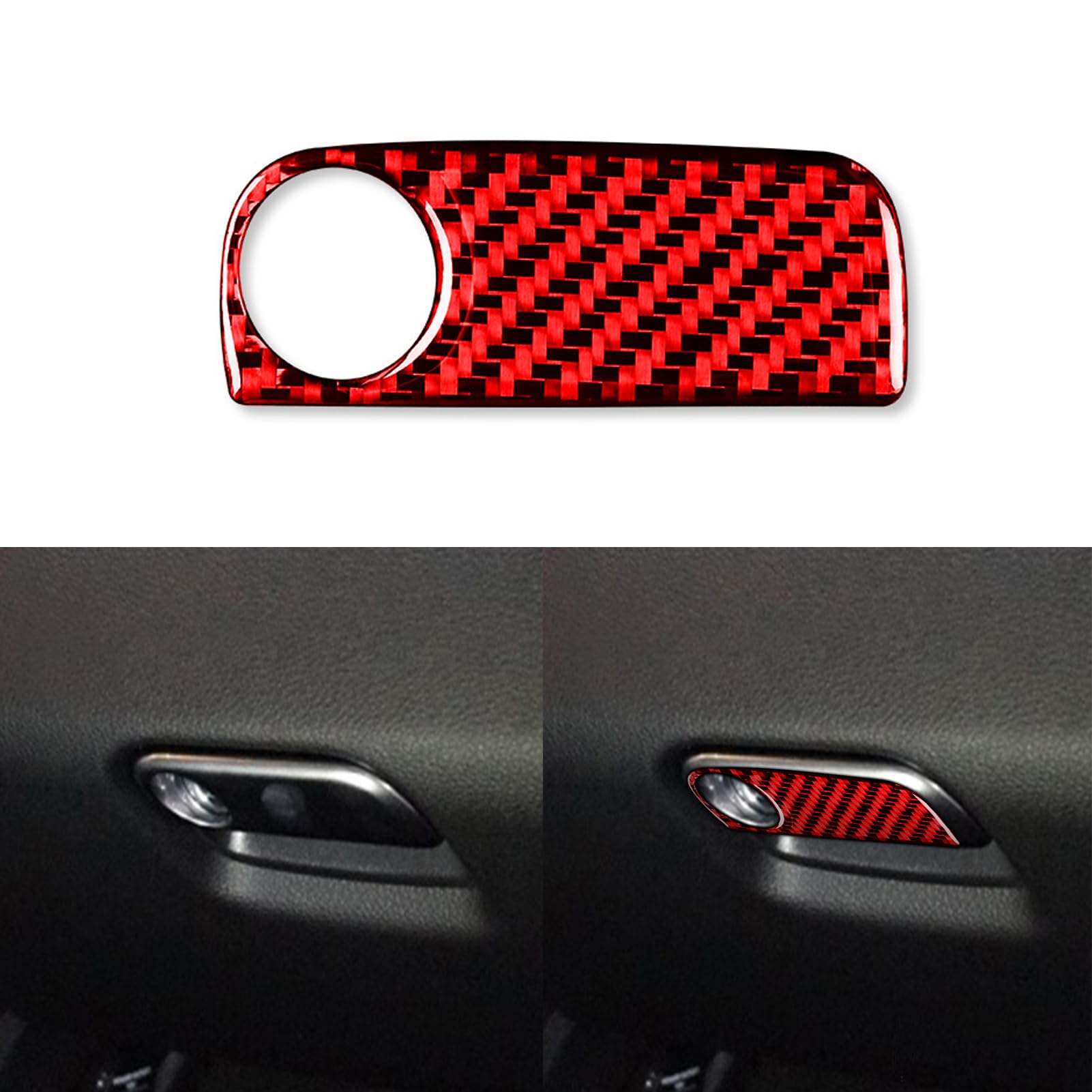 PJFUS Car Co-Pilot Glove Storage Box Panel Keyhole Cover Trim Sticker Compatible with Porsche 718/982 2016 2017 2018 2019 2020 2021 2022 Real Soft Carbon Fiber Auto Interior Accessories red 1pc