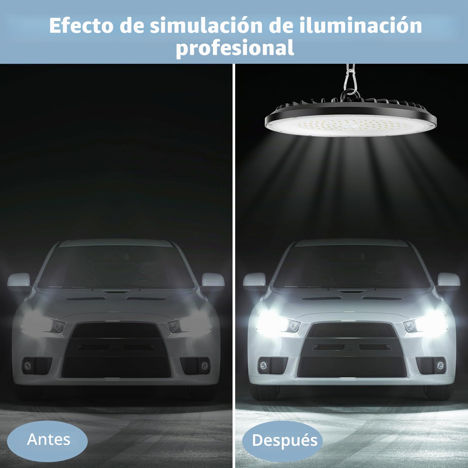 100W UFO LED de alta luz de la bahía,15000LM,6000K blanco frío lámpara de taller,IP65 impermeable LED Iluminación Comercial para Garaje Fábrica Taller(4 Pack,100W)