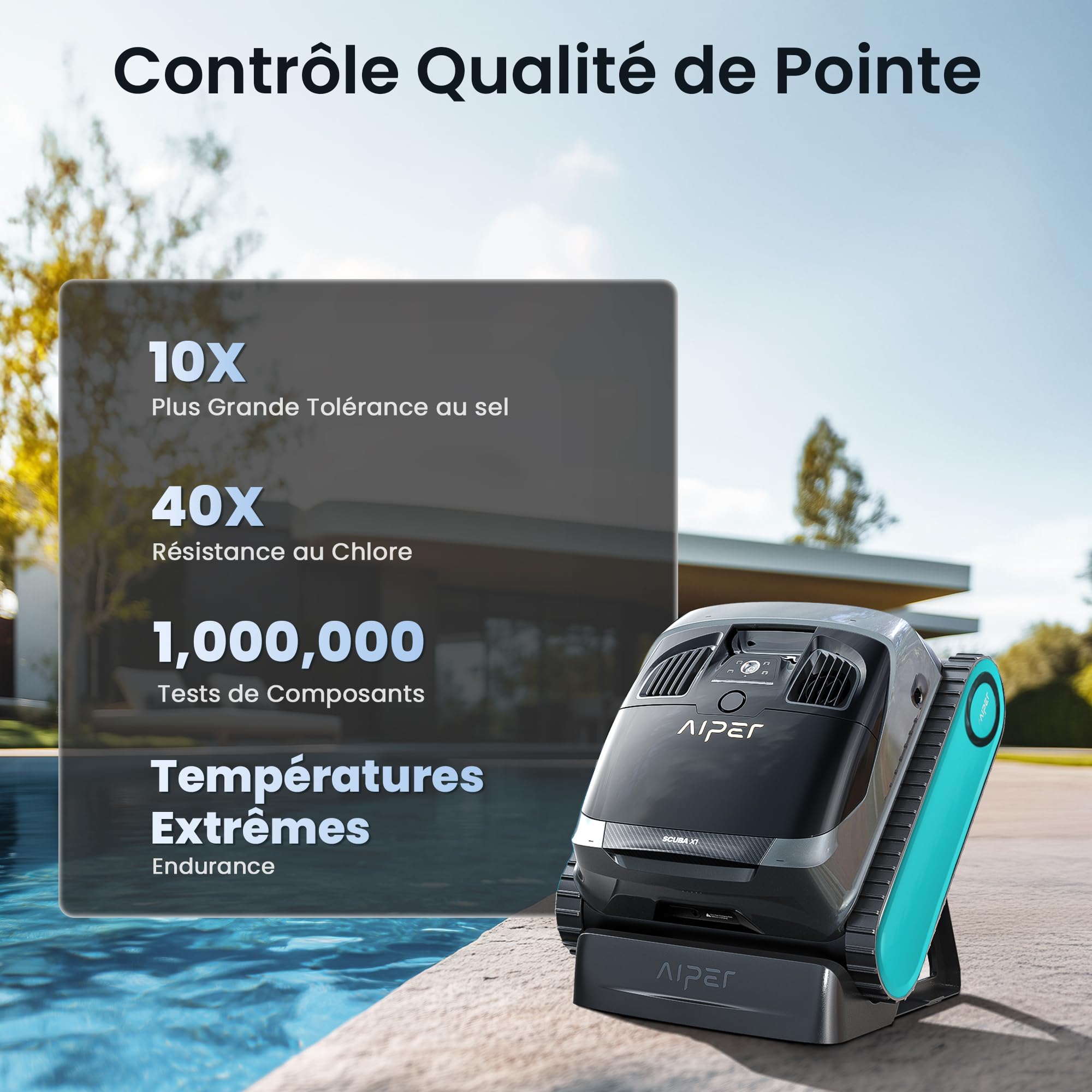 AIPER Scuba X1 Robot Piscine avec App, Aspirateur Piscine avec WavePath 3.0 et Navigation Intelligente, système de Filtration Ultra-Fine, Nettoyage Ligne d’Eau, Idéal pour Les Piscines enterrées, Bleu
