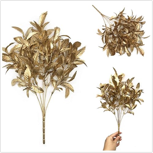 Miniatura 6 de PASYOU - Plantas artificiales para decoración de Navidad arbustos falsos de hierba de plástico hojas de simulación para interiores y exteriores