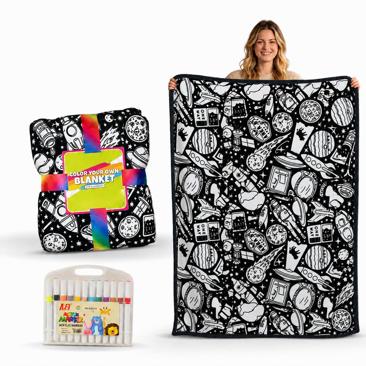 Couverture de coloriage pour adultes cadeau original loisir créatif et plaid