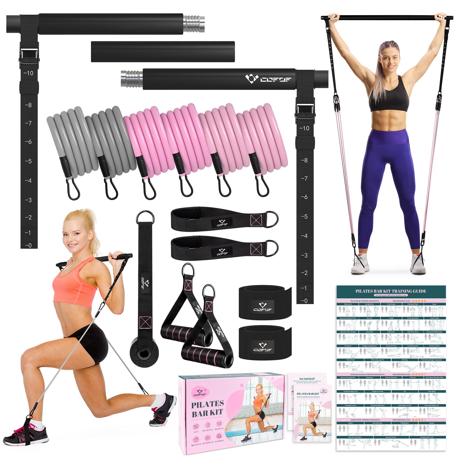 Pilates Bar Kit With Resistance Bands Multifunctional Yoga Pilates