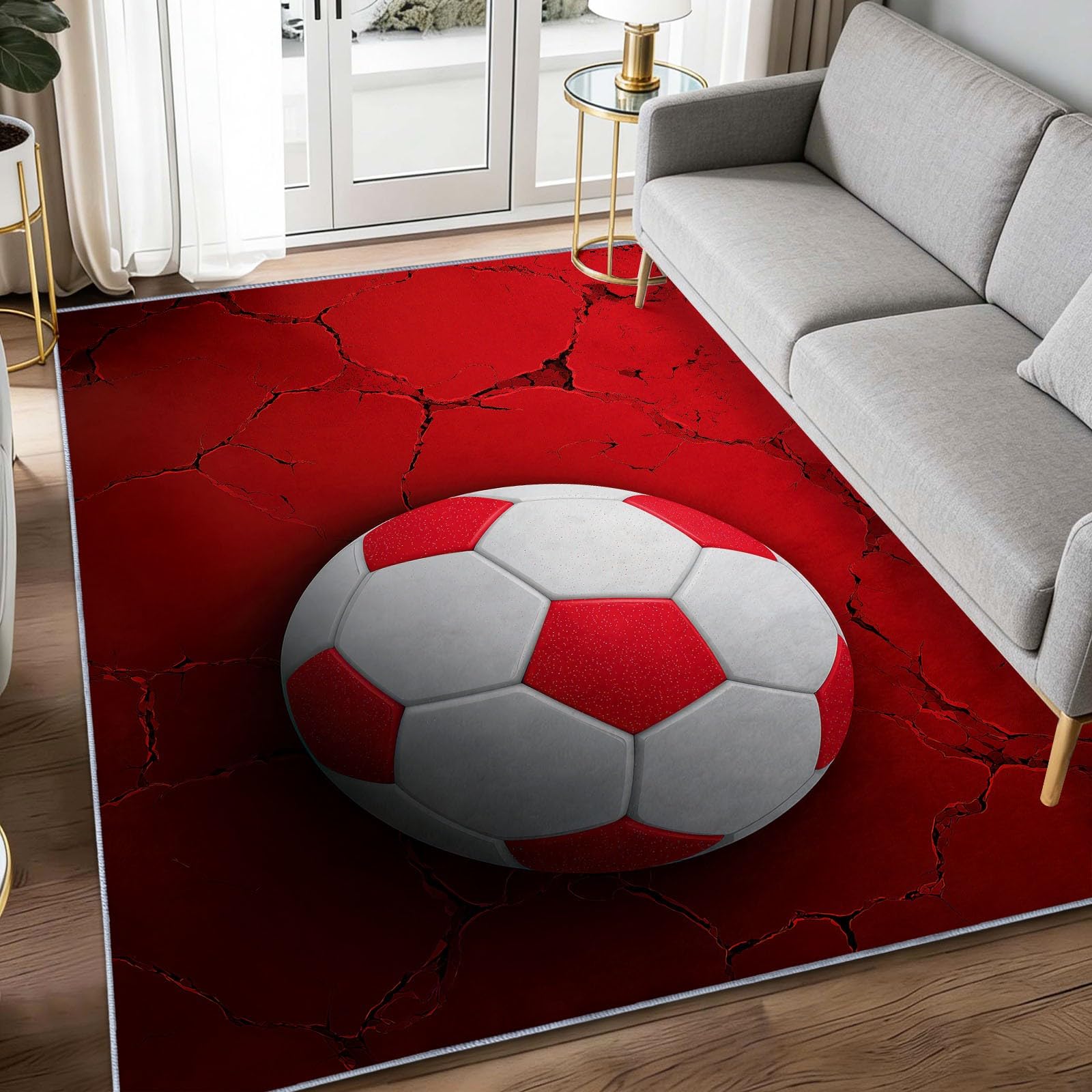 Tapis salon ballon rouge pour réchauffer l'ambiance de la chambre