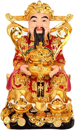 CHUNCIN - Estatua de Feng Shui CAI Shen, Dios de la fortuna, riqueza, escultura de la suerte, coleccionable, decoración de Feng Shui, regalo de