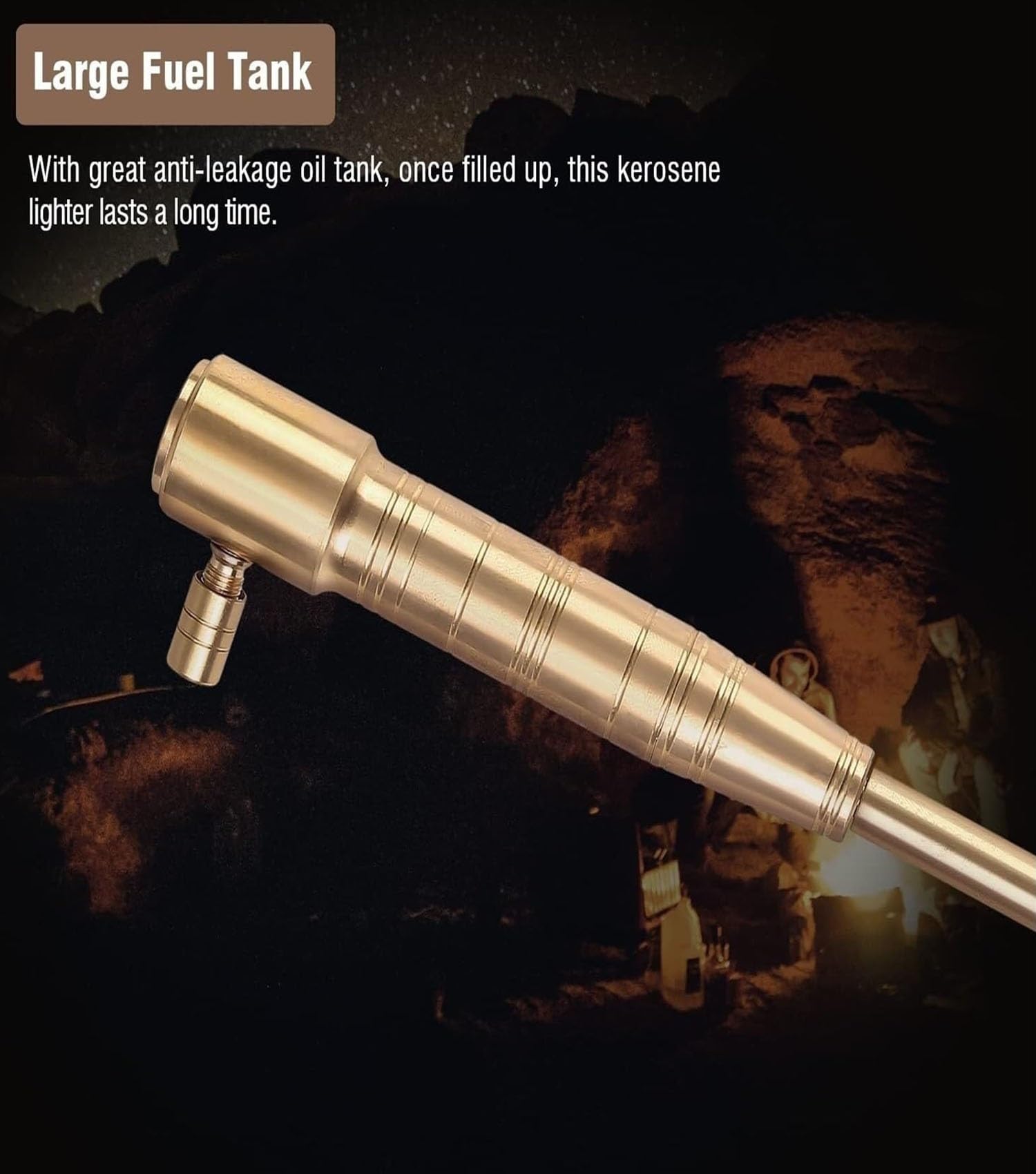 Briquet Torche Coupe-Vent - Briquet Rechargeable - à pétrole Long pour Bougies, Camping et randonnée - avec Plusieurs mèches en Coton - Pierre de Rechange Incluse(Long)