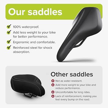 VELMIA Bike Seat 100% Waterproof I Bicycle Seat with Ergonomic Design - Bike Seats for Men and Women - Perfect for Trek Bikes & Peloton I Mountain Bike seat, Bike Saddle