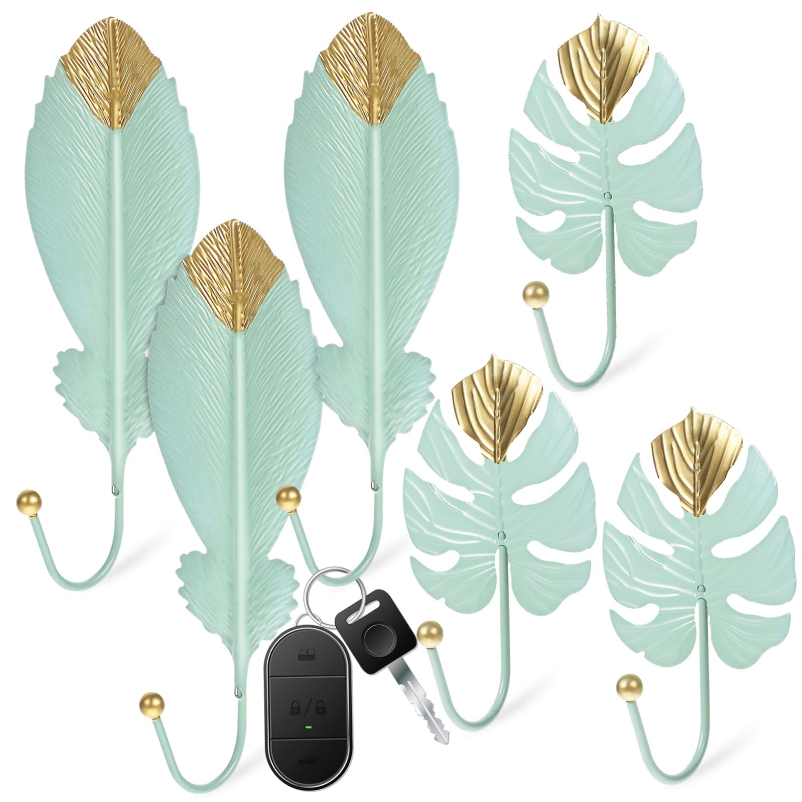 Crochets muraux de feuille en fer robuste pour une deco de chambre elegante