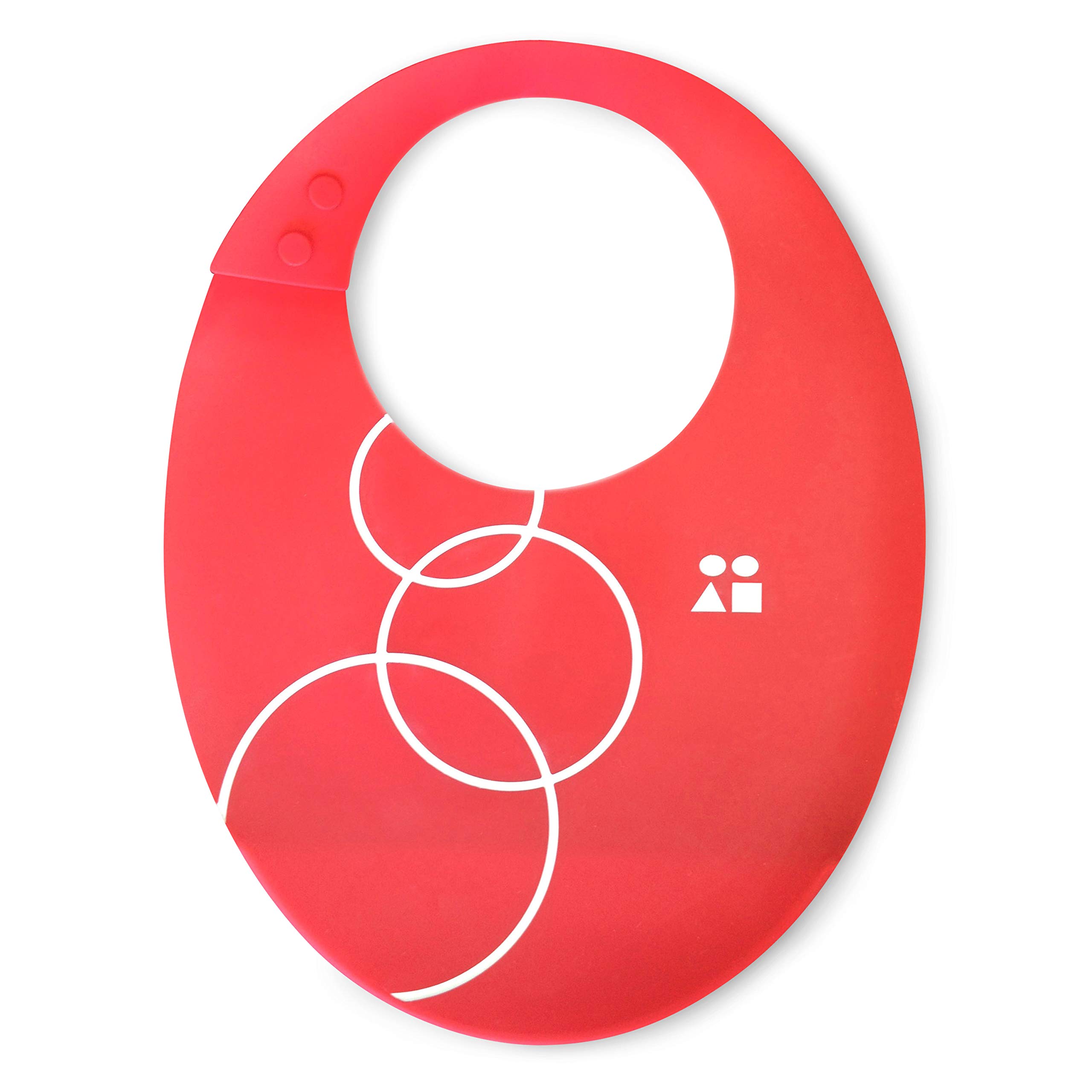 Gosili Silicone Baby Bib Modern Little Baby Travel Feeding Foldable Hidden pocket Comfortable Dishwasher Safe Wipe Clean Bib/Silibib(Red)