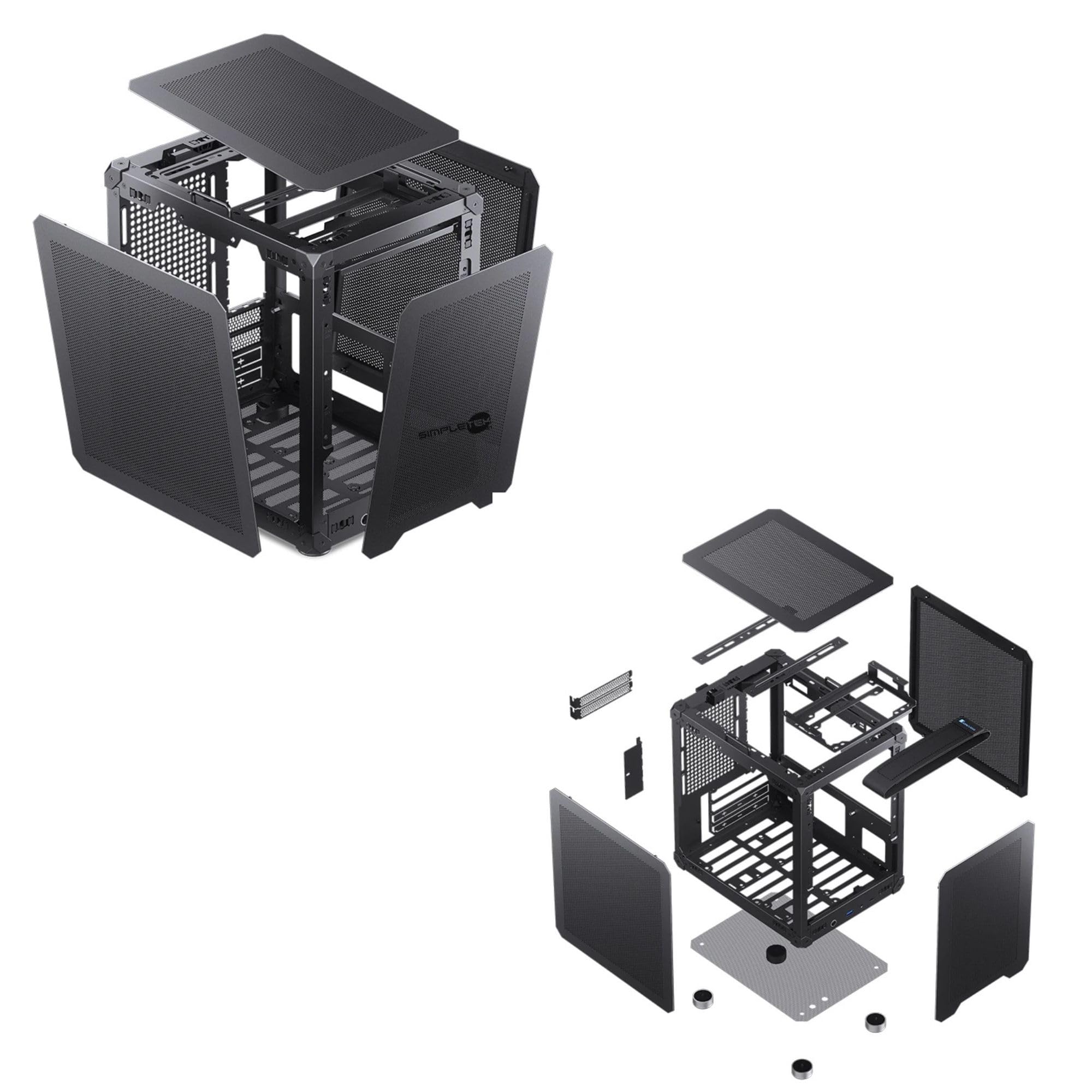 SIMPLETEK - Case Cabinet Compatto per PC Fisso - formato ITX | 1x USB-C 1x USB-A 1x jack | 3x ventole 120 mm