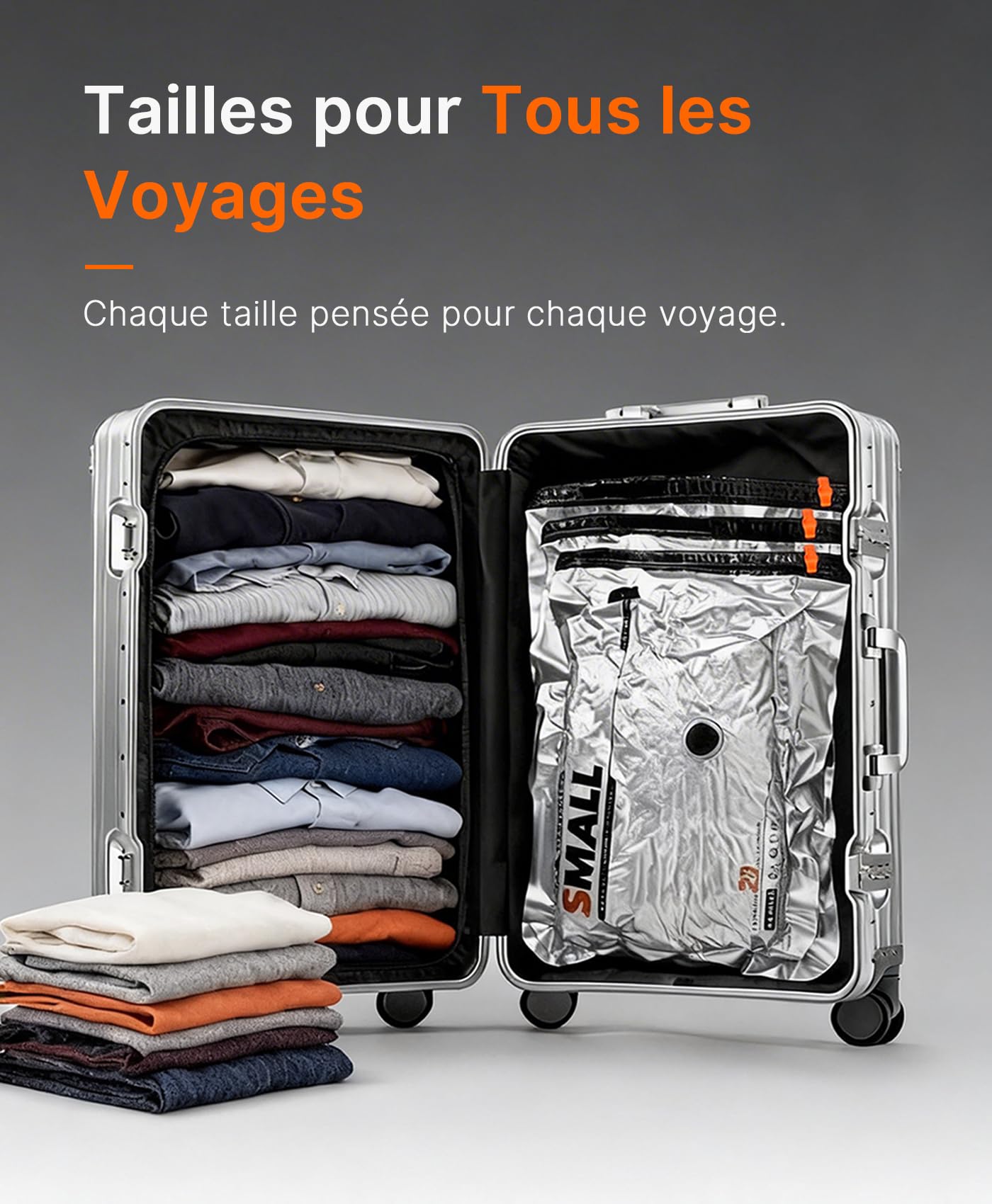 Vacbird 10 Sacs Sous Vide Vetement Aspirateur et Pompe à Vide Rechargeable par USB, 5 x 40x54cm, 5 x 47x64cm, Sac Sous Vide Voyage Résistant–Idéaux pour Voyager et Organiser Vos Bagage