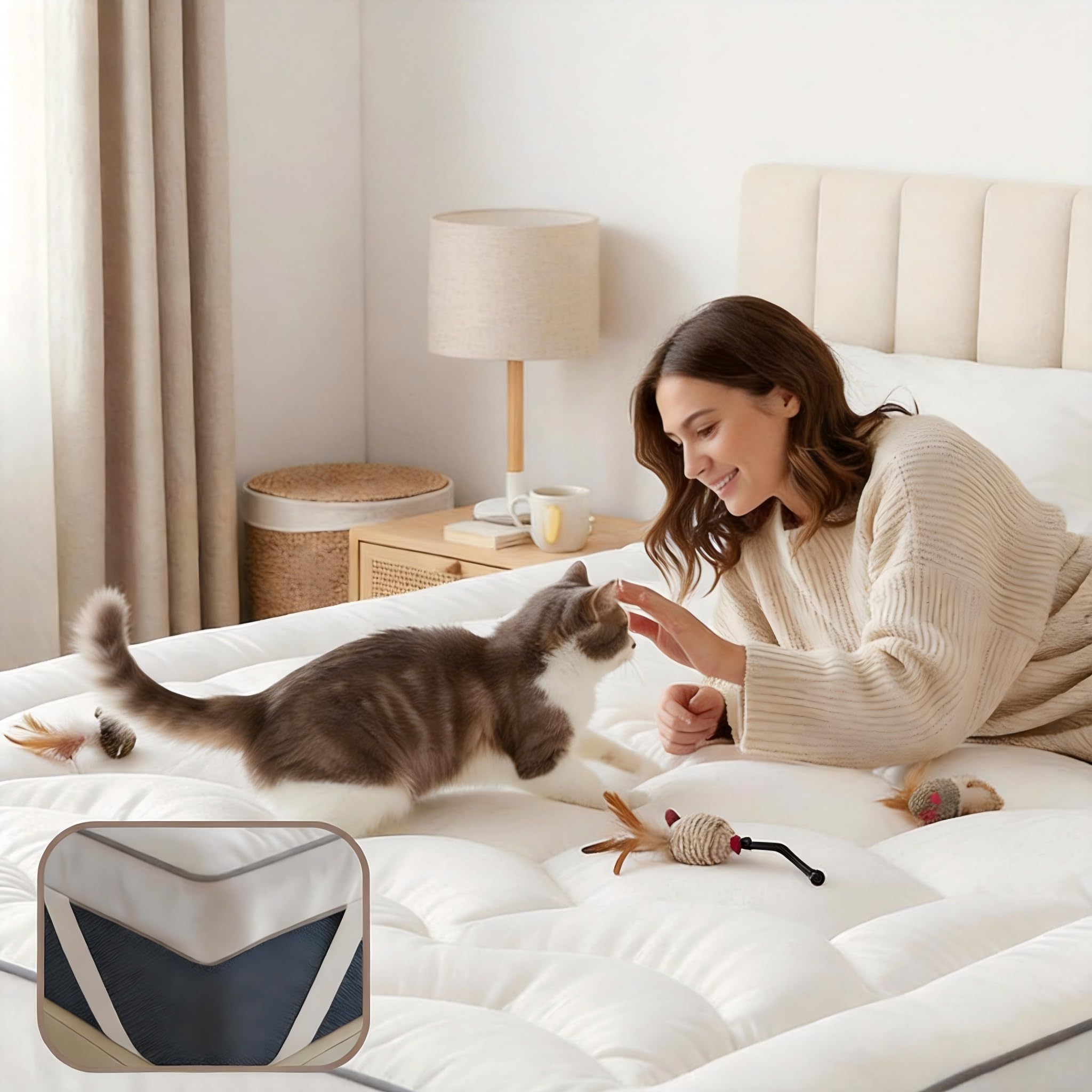 Cliporix Microfibre Small Double Mattress Topper, 10cm Thick Anti-Slip