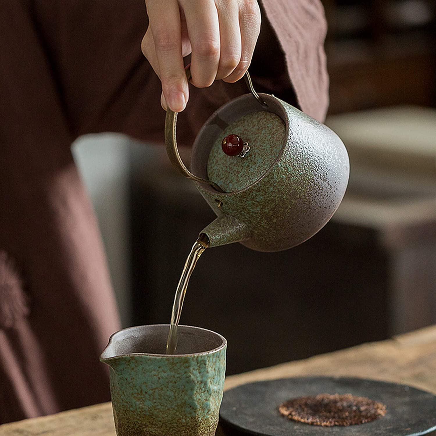 Amazon | 鉄瓶 南部鉄瓶 南部鉄器 鉄瓶 急須 銅のハンドルが付い