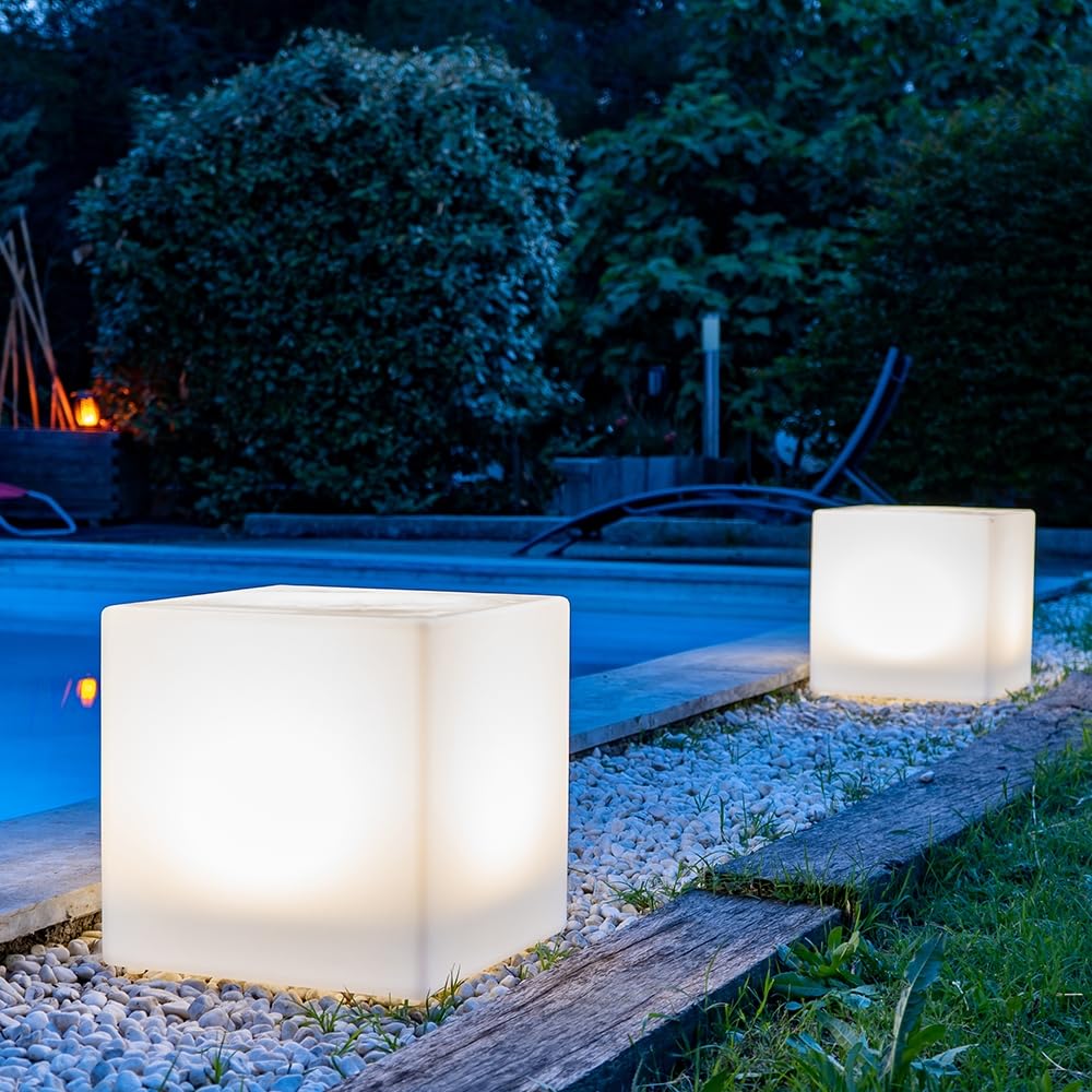 GuirLED LED Solarwürfel & Wasserdicht RGB+W 40 cm 100 % Freistehend & Fernbedienung