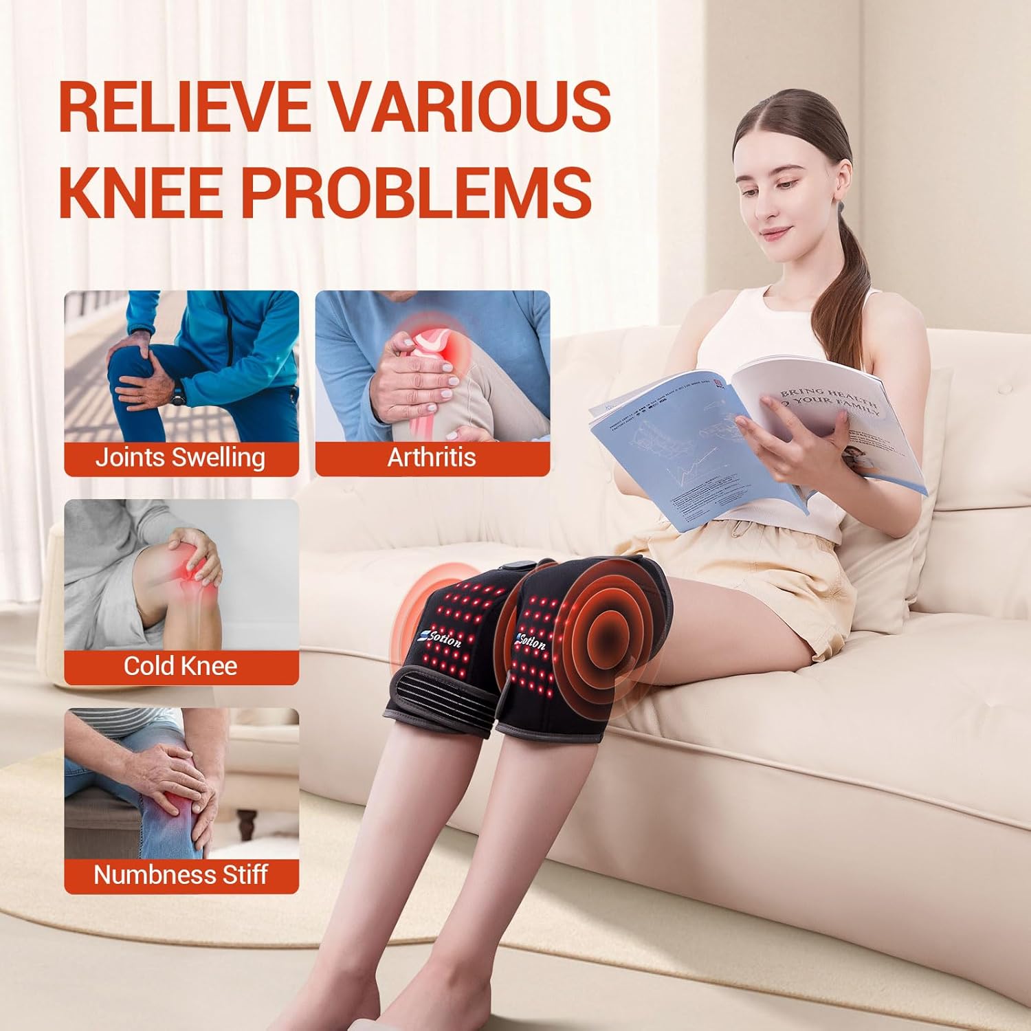 Red Light Therapy & Vibration Massage Knee Brace- 660nm&850nm Red Light Therapy Heated Device for Knee/Joint/Elbow/Shoulder Pain Relief, Faster Recovery- Infrared Light Therapy for Faster Recovery - Great for Athletes & Beyond - Image 5