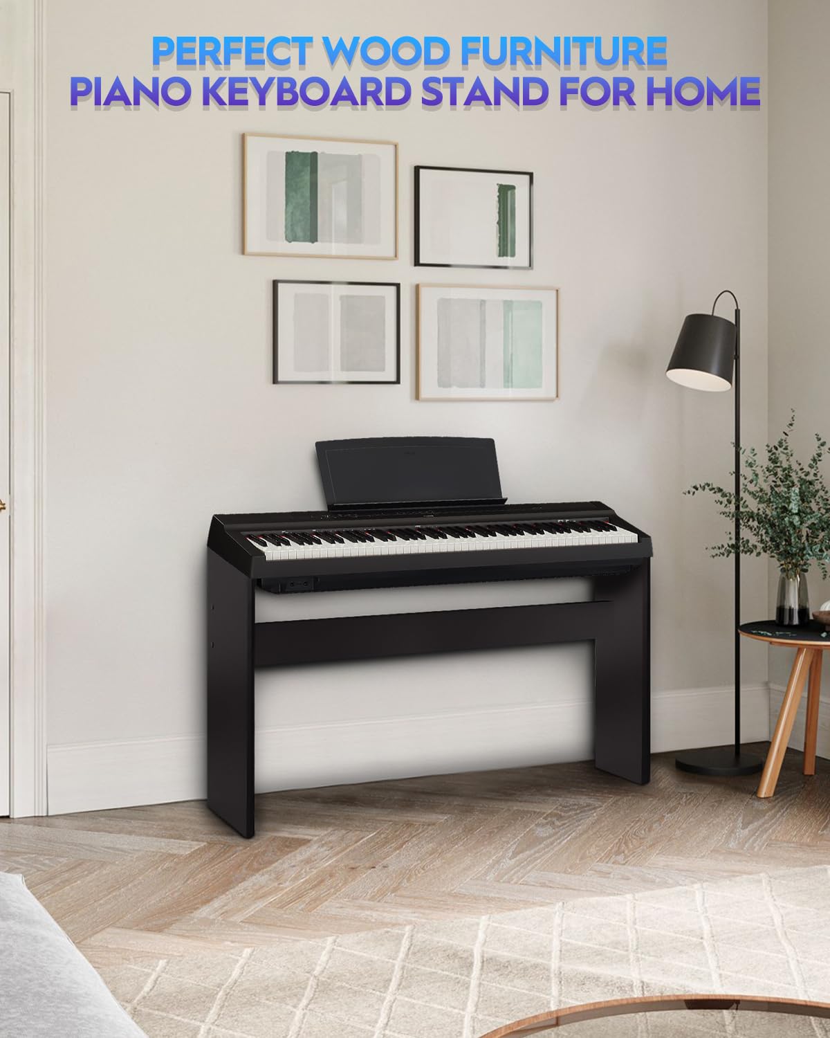 STRICH L85 Support de clavier de piano en bois robuste, compatible avec Yamaha P-45/P-71/P-125/P-128 piano numérique 88 touches (noir classique)