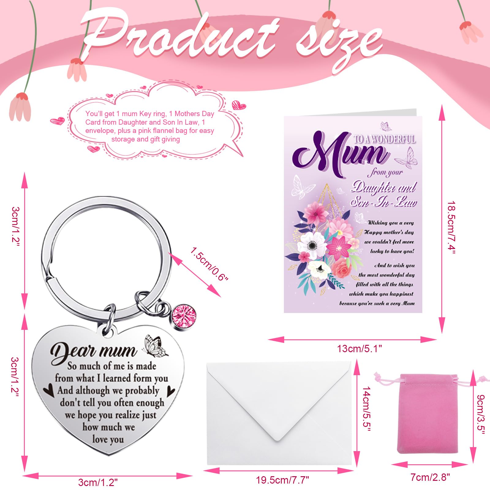 DPKOW Mother's Day Card and Keyring - Daughter and Son-In-Law Gift for Mummy, Mothers Day Card from Daughter and Son In Law - Image 2