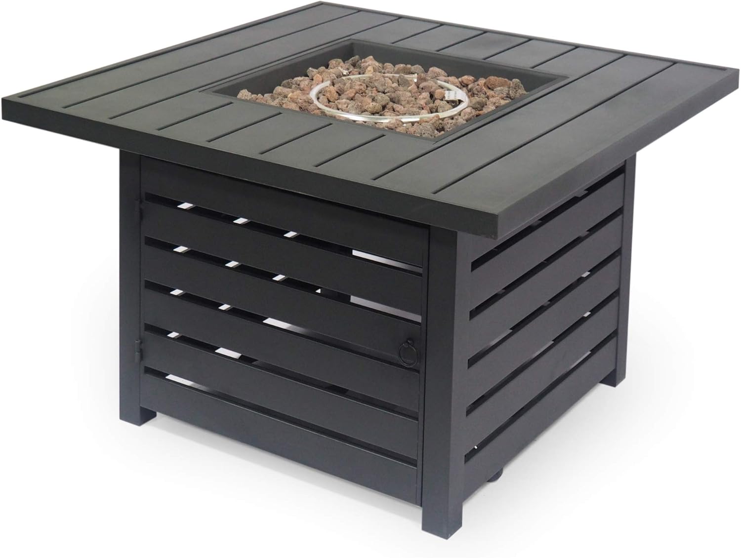 GDFStudio Square Iron Fire Pit which is Stylish and Provides Light and Warmth, Matte Black