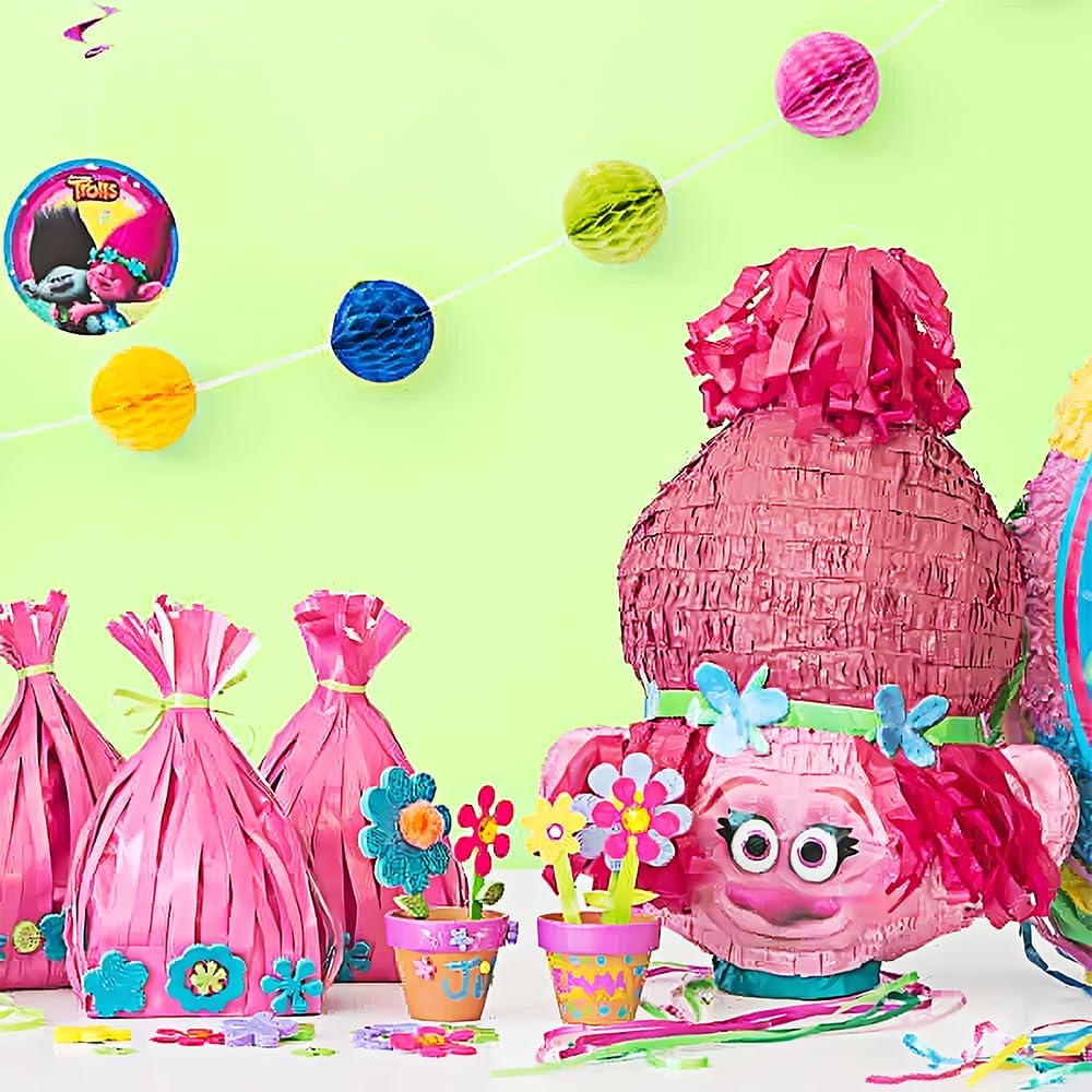 Multicolor Poppy 3D Pull Paper Pinata - 17" - Perfect for Parties & Events, 1 Pc.