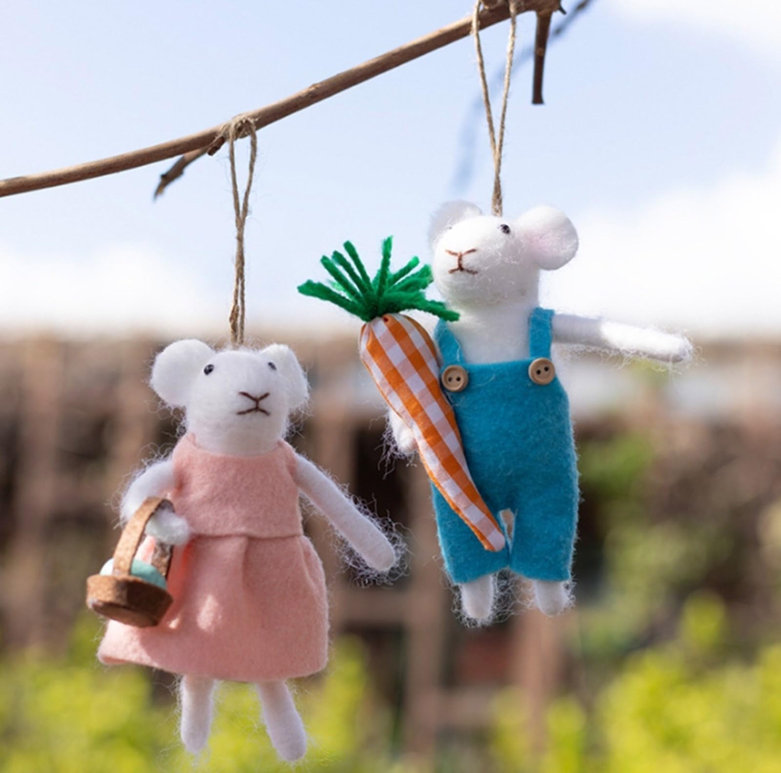 2pcs Natale Feltro Topolino Ornamenti Miniatura Pendente Decorazioni Da Appendere Per Albero E Tavolo Vassoio