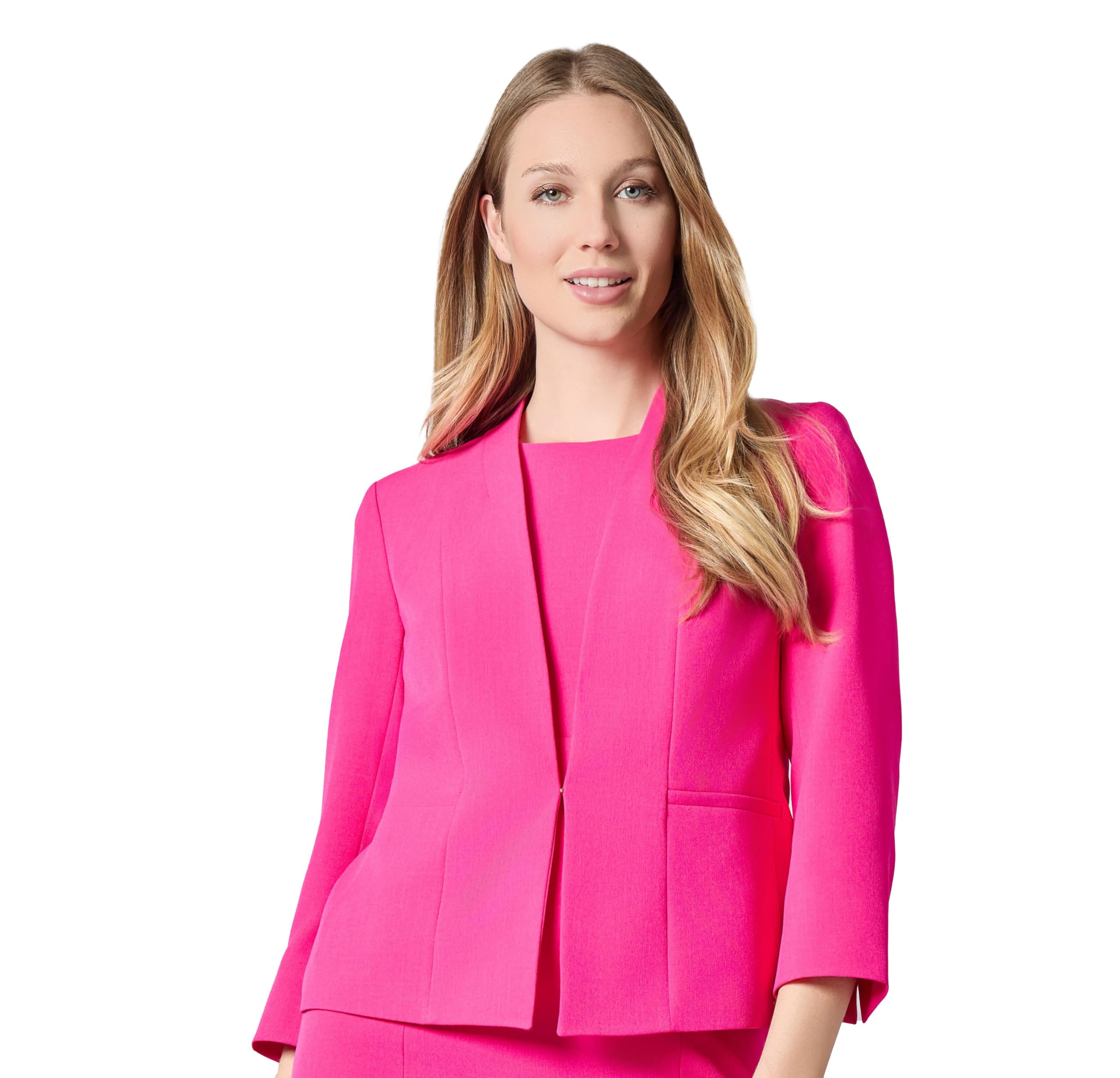 Kasper Womens Julia Crepe Open Cardi with Welt Pkts