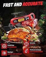 Vista 2 de Instant Read Meat Thermometer for Cooking, Fast & Precise Digital Food Thermometer with Backlight, Magnet, Calibration, Foldable Probe, Waterproof
